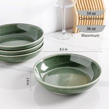 Load image into Gallery viewer, AmorArc 8.5'' Large Ceramic Pasta Bowls Set, 36oz Stoneware Bowls Set of 6 for Kitchen, Reavtive Glaze Bowls-Microwave,Dishwasher Safe-for Pasta,Salad,Oatmeal-Jade Green