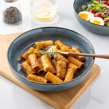 Load image into Gallery viewer, AmorArc 8.75'' Large Ceramic Pasta Bowls, 38oz Stoneware Pasta Serving Bowls Set of 4 for Kitchen, Wide Bowls for Fruit,Pasta,Salad,Oatmeal,Meal, Microwave Safe, Reactive Glaze-Space Blue