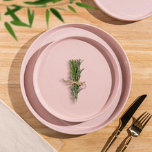 Load image into Gallery viewer, AmorArc Ceramic Dinner Plates Set of 6, 10.25 Inch Stoneware Plates for Kitchen,Modern Flat Dinnerware Dishes Set,Microwave& Dishwasher Safe, Scratch Resistant-Pink