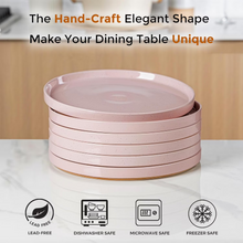 Load image into Gallery viewer, AmorArc Ceramic Dinner Plates Set of 6, 10.25 Inch Stoneware Plates for Kitchen,Modern Flat Dinnerware Dishes Set,Microwave& Dishwasher Safe, Scratch Resistant-Pink