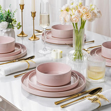 Load image into Gallery viewer, AmorArc Ceramic Dinner Plates Set of 6, 10.25 Inch Stoneware Plates for Kitchen,Modern Flat Dinnerware Dishes Set,Microwave& Dishwasher Safe, Scratch Resistant-Pink