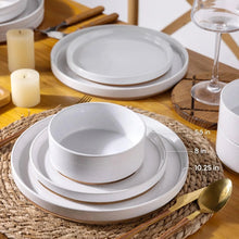 Load image into Gallery viewer, AmorArc Ceramic Dinnerware Set for 4 | Speckled Stoneware Plates and Bowls with unglazed terracotta | Scratch Resistant, Dishwasher & Microwave Safe ,Service for 4 Dishes Set(12pcs),White