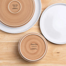 Load image into Gallery viewer, AmorArc Ceramic Dinnerware Set for 4 | Speckled Stoneware Plates and Bowls with unglazed terracotta | Scratch Resistant, Dishwasher & Microwave Safe ,Service for 4 Dishes Set(12pcs),White