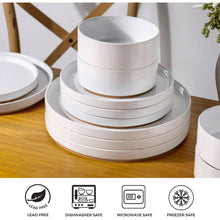 Load image into Gallery viewer, AmorArc Ceramic Dinnerware Set for 4 | Speckled Stoneware Plates and Bowls with unglazed terracotta | Scratch Resistant, Dishwasher & Microwave Safe ,Service for 4 Dishes Set(12pcs),White