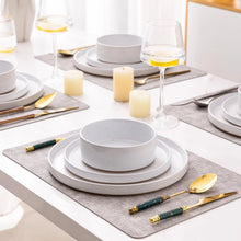 Load image into Gallery viewer, AmorArc Ceramic Dinnerware Set for 4 | Speckled Stoneware Plates and Bowls with unglazed terracotta | Scratch Resistant, Dishwasher & Microwave Safe ,Service for 4 Dishes Set(12pcs),White