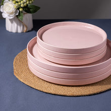 Load image into Gallery viewer, AmorArc Ceramic Dinnerware Set for 4 | Speckled Stoneware Plates and Bowls with unglazed terracotta | Scratch Resistant, Dishwasher & Microwave Safe ,Service for 4 Dishes Set(12pcs),Pink