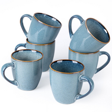 Load image into Gallery viewer, AmorArc Ceramic Coffee Mugs Set of 6, 12oz Stoneware Coffee Mugs Set For Dad Mom Women MEN, Light Weight Coffee Cups for Latte/Tea/Beer/Hot Cocoa, Dishwasher & Microwave Safe,Space Blue