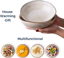 Load image into Gallery viewer, AmorArc Ceramic Cereal Bowls Set of 6, 24 oz Handmade Stoneware Bowls Set for Cereal Soup Salad, Stylish Kitchen bowls for Meal, Dishwasher & Microwave Safe, Reactive Glaze-Cappuccino