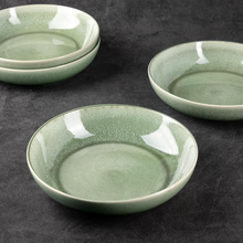 Load image into Gallery viewer, AmorArc 8.5'' Large Ceramic Pasta Bowls Set, 36oz Stoneware Bowls Set of 6 for Kitchen, Reavtive Glaze Bowls-Microwave,Dishwasher Safe for Pasta,Salad,Oatmeal-Olive Green