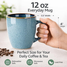 Load image into Gallery viewer, AmorArc Ceramic Coffee Mugs Set of 6, 12oz Stoneware Coffee Mugs Set For Dad Mom Women MEN, Light Weight Coffee Cups for Latte/Tea/Beer/Hot Cocoa, Dishwasher & Microwave Safe,Space Blue