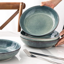 Load image into Gallery viewer, AmorArc 8.5'' Large Ceramic Pasta Bowls Set, 36oz Stoneware Bowls Set of 6 for Kitchen, Reavtive Glaze Bowls-Microwave,Dishwasher Safe for Pasta,Salad,Oatmeal-Ceylon Blue