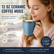Load image into Gallery viewer, AmorArc Ceramic Coffee Mugs Set of 6, 12oz Stoneware Coffee Mugs Set For Dad Mom Women MEN, Light Weight Coffee Cups for Latte/Tea/Beer/Hot Cocoa, Dishwasher & Microwave Safe,Space Blue