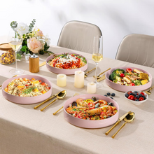 Load image into Gallery viewer, AmorArc 9.0" Large Ceramic Pasta Bowls, 32oz Handmade Speckled Stoneware Pasta Bowls Set of 4, Microwave & Dishwasher Safe Bowls With Terracotta Underside for Fruit Pasta Salad-Pink