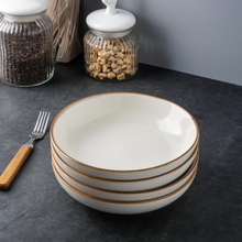 Load image into Gallery viewer, AmorArc 8.5'' Large Pasta Bowls, 36oz Ceramic Salad Serving Bowls Set of 6 for Kitchen, Wide Stoneware Bowls for Pasta,Salad,Fruit,Bread, Microwave Safe, Reactive-Pearl White