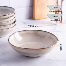 Load image into Gallery viewer, AmorArc Ceramic Cereal Bowls Set of 6, 24 oz Handmade Stoneware Bowls Set for Cereal Soup Salad, Stylish Kitchen bowls for Meal, Dishwasher & Microwave Safe, Reactive Glaze-Cappuccino