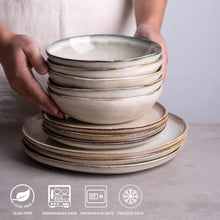 Load image into Gallery viewer, AmorArc Ceramic Cereal Bowls Set of 6, 24 oz Handmade Stoneware Bowls Set for Cereal Soup Salad, Stylish Kitchen bowls for Meal, Dishwasher & Microwave Safe, Reactive Glaze-Cappuccino