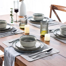 Load image into Gallery viewer, AmorArc Ceramic Dinnerware Sets for 6, 18 Pieces Stoneware Plates and Bowls Sets, Reactive Glaze Dishes -Scratch Resistant, Dishwasher&Microwave Safe, Green Wheat (Service for 6)