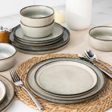 Load image into Gallery viewer, AmorArc Ceramic Dinnerware Sets for 6, 18 Pieces Stoneware Plates and Bowls Sets, Reactive Glaze Dishes -Scratch Resistant, Dishwasher&Microwave Safe, Green Wheat (Service for 6)