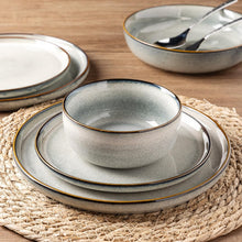 Load image into Gallery viewer, AmorArc Ceramic Dinnerware Sets for 6, 18 Pieces Stoneware Plates and Bowls Sets, Reactive Glaze Dishes -Scratch Resistant, Dishwasher&Microwave Safe, Green Wheat (Service for 6)