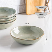 Load image into Gallery viewer, AmorArc Ceramic Cereal Bowls Set of 6, 24 oz Handmade Stoneware Bowls Set for Cereal Soup Salad, Stylish Kitchen bowls for Meal, Dishwasher & Microwave Safe, Reactive Glaze-Reactive Color