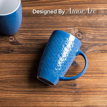Load image into Gallery viewer, AmorArc Extra Large Coffee Mugs Set of 6, 20oz Ceramic Tall Coffee Mugs Set with Textured Geometric Patterns for Latte/Tea/Beer/Hot Cocoa, Dishwasher & Microwave Safe, Blue
