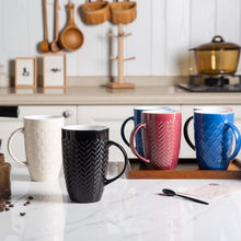Load image into Gallery viewer, AmorArc Extra Large Coffee Mugs Set of 6, 20oz Ceramic Tall Coffee Mugs Set with Textured Geometric Patterns for Latte/Tea/Beer/Hot Cocoa, Dishwasher & Microwave Safe, Blue