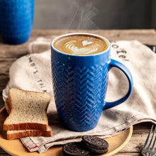Load image into Gallery viewer, AmorArc Extra Large Coffee Mugs Set of 6, 20oz Ceramic Tall Coffee Mugs Set with Textured Geometric Patterns for Latte/Tea/Beer/Hot Cocoa, Dishwasher & Microwave Safe, Blue