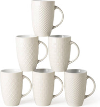 Load image into Gallery viewer, AmorArc Extra Large Coffee Mugs Set of 6, 20oz Ceramic Tall Coffee Mugs Set with Textured Geometric Patterns for Coffee/Tea/Beer/Hot Cocoa, Dishwasher & Microwave Safe,Beige