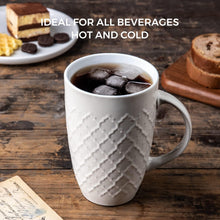Load image into Gallery viewer, AmorArc Extra Large Coffee Mugs Set of 6, 20oz Ceramic Tall Coffee Mugs Set with Textured Geometric Patterns for Coffee/Tea/Beer/Hot Cocoa, Dishwasher & Microwave Safe,Beige