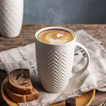 Load image into Gallery viewer, AmorArc Large Coffee Mugs Set of 6, 20oz Ceramic Tall Coffee Mugs Set with Textured Geometric Patterns for Coffee/Tea/Beer/Hot Cocoa, Dishwasher & Microwave Safe, Black&Beige