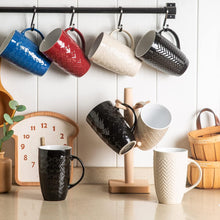 Load image into Gallery viewer, AmorArc Large Coffee Mugs Set of 6, 20oz Ceramic Tall Coffee Mugs Set with Textured Geometric Patterns for Coffee/Tea/Beer/Hot Cocoa, Dishwasher & Microwave Safe, Black&Beige