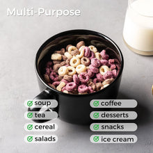 Load image into Gallery viewer, AmorArc 24 oz Soup Mugs with Handles, Jumbo Ceramic Bowls Mugs Set with handles for Coffee Cereal Cappuccino Snacks, Microwave&Dishwasher safe Soup Cups for Meal-Black