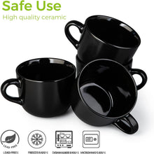 Load image into Gallery viewer, AmorArc 24 oz Soup Mugs with Handles, Jumbo Ceramic Bowls Mugs Set with handles for Coffee Cereal Cappuccino Snacks, Microwave&Dishwasher safe Soup Cups for Meal-Black