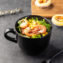Load image into Gallery viewer, AmorArc 24 oz Soup Mugs with Handles, Jumbo Ceramic Bowls Mugs Set with handles for Coffee Cereal Cappuccino Snacks, Microwave&Dishwasher safe Soup Cups for Meal-Black