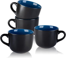 Load image into Gallery viewer, AmorArc 24 oz Soup Mugs with Handles, Jumbo Ceramic Bowls Mugs Set with handles for Coffee Cereal Cappuccino Snacks, Microwave&Dishwasher safe Soup Cups for Meal-Blue