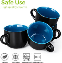 Load image into Gallery viewer, AmorArc 24 oz Soup Mugs with Handles, Jumbo Ceramic Bowls Mugs Set with handles for Coffee Cereal Cappuccino Snacks, Microwave&Dishwasher safe Soup Cups for Meal-Blue