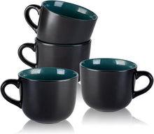 Load image into Gallery viewer, AmorArc 24 oz Soup Mugs with Handles, Jumbo Ceramic Bowls Mugs Set with handles for Coffee Cereal Cappuccino Snacks, Microwave&Dishwasher safe Soup Cups for Meal-Green