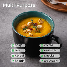 Load image into Gallery viewer, AmorArc 24 oz Soup Mugs with Handles, Jumbo Ceramic Bowls Mugs Set with handles for Coffee Cereal Cappuccino Snacks, Microwave&Dishwasher safe Soup Cups for Meal-Green