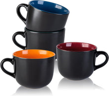 Load image into Gallery viewer, AmorArc 24 oz Soup Mugs with Handles, Jumbo Ceramic Bowls Mugs Set with handles for Coffee Cereal Cappuccino Snacks, Microwave&Dishwasher safe Soup Cups for Meal-Multicolor