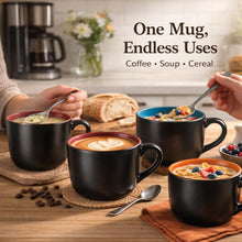 Load image into Gallery viewer, AmorArc 24 oz Soup Mugs with Handles, Jumbo Ceramic Bowls Mugs Set with handles for Coffee Cereal Cappuccino Snacks, Microwave&Dishwasher safe Soup Cups for Meal-Multicolor