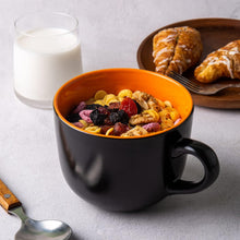 Load image into Gallery viewer, AmorArc 24 oz Soup Mugs with Handles, Jumbo Ceramic Bowls Mugs Set with handles for Coffee Cereal Cappuccino Snacks, Microwave&Dishwasher safe Soup Cups for Meal-Orange