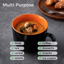 Load image into Gallery viewer, AmorArc 24 oz Soup Mugs with Handles, Jumbo Ceramic Bowls Mugs Set with handles for Coffee Cereal Cappuccino Snacks, Microwave&Dishwasher safe Soup Cups for Meal-Orange