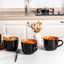 Load image into Gallery viewer, AmorArc 24 oz Soup Mugs with Handles, Jumbo Ceramic Bowls Mugs Set with handles for Coffee Cereal Cappuccino Snacks, Microwave&Dishwasher safe Soup Cups for Meal-Orange