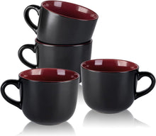 Load image into Gallery viewer, AmorArc 24 oz Soup Mugs with Handles, Jumbo Ceramic Bowls Mugs Set with handles for Coffee Cereal Cappuccino Snacks, Microwave&Dishwasher safe Soup Cups for Meal-Burgundy
