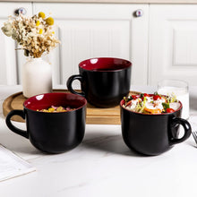 Load image into Gallery viewer, AmorArc 24 oz Soup Mugs with Handles, Jumbo Ceramic Bowls Mugs Set with handles for Coffee Cereal Cappuccino Snacks, Microwave&Dishwasher safe Soup Cups for Meal-Burgundy