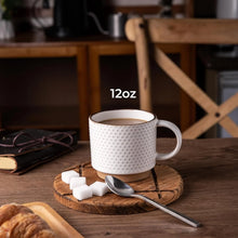 Load image into Gallery viewer, AmorArc 12OZ Stackable Coffee Mugs, Ceramic Coffee Cups with Texture Patterns for Man,Woman,Dad,Mom, Modern Coffee Mugs Set of 4 for Latte/Cappuccino/Cocoa. Dishwasher&Microwave Safe, Off White