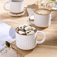 Load image into Gallery viewer, AmorArc 15OZ Stackable Coffee Mugs, Ceramic Coffee Cups with Texture Patterns for Man,Woman,Dad,Mom, Modern Coffee Mugs Set of 4 for Latte/Cappuccino/Cocoa. Dishwasher&Microwave Safe, Off White
