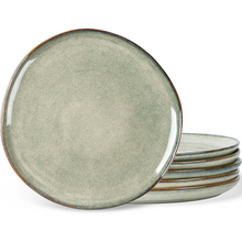 Load image into Gallery viewer, AmorArc Ceramic Dinner Plates Set of 6,10.5 Inch Handmade Reactive Glaze Stoneware Plates,Rustic Shape Dinnerware Dish Set for Kitchen,Microwave & Dishwasher Safe,Scratch Resistant-Reactive Color