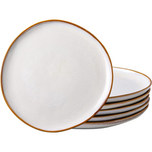 Load image into Gallery viewer, AmorArc Ceramic Dinner Plates Set of 6,10.5 Inch Handmade Reactive Glaze Stoneware Plates,Large Rustic Shape Dinnerware Dish Set for Kitchen, Microwave & Dishwasher Safe,Scratch Resistant-Pearl White