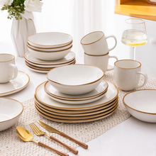 Load image into Gallery viewer, AmorArc Ceramic Dinner Plates Set of 6,10.5 Inch Handmade Reactive Glaze Stoneware Plates,Large Rustic Shape Dinnerware Dish Set for Kitchen, Microwave & Dishwasher Safe,Scratch Resistant-Pearl White